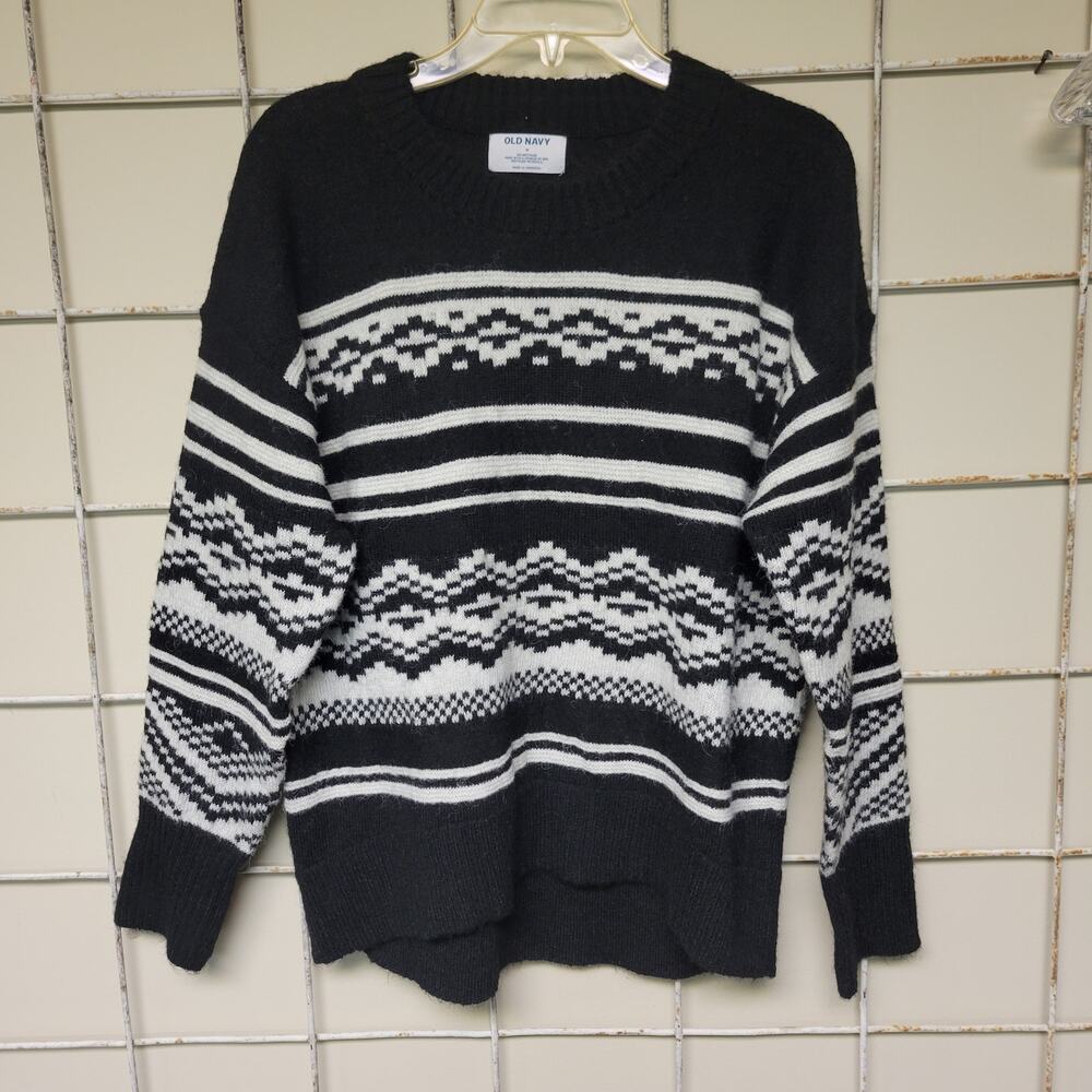 Women's Old Navy Cozy Pullover Sweater Size M (8-10) Black & White
